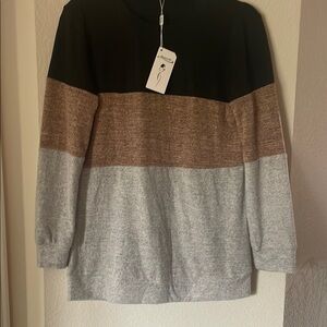 Colorblock Men's Sweater - Black, Brown, and Gray